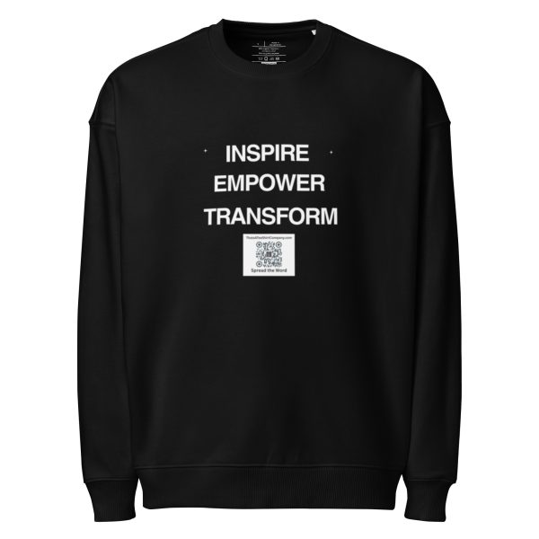 Inspire. Empower. Transform Spread the Word QR code Unisex organic oversized sweatshirt