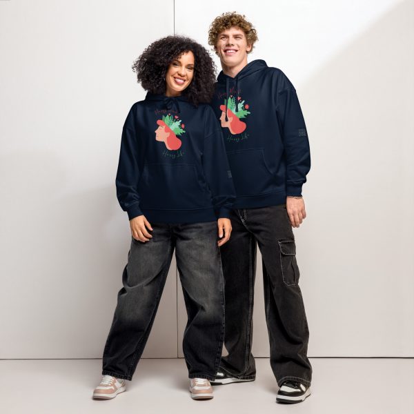 Happy Mind Happy Life Reminder Affirmation Unisex organic relaxed hoodie
